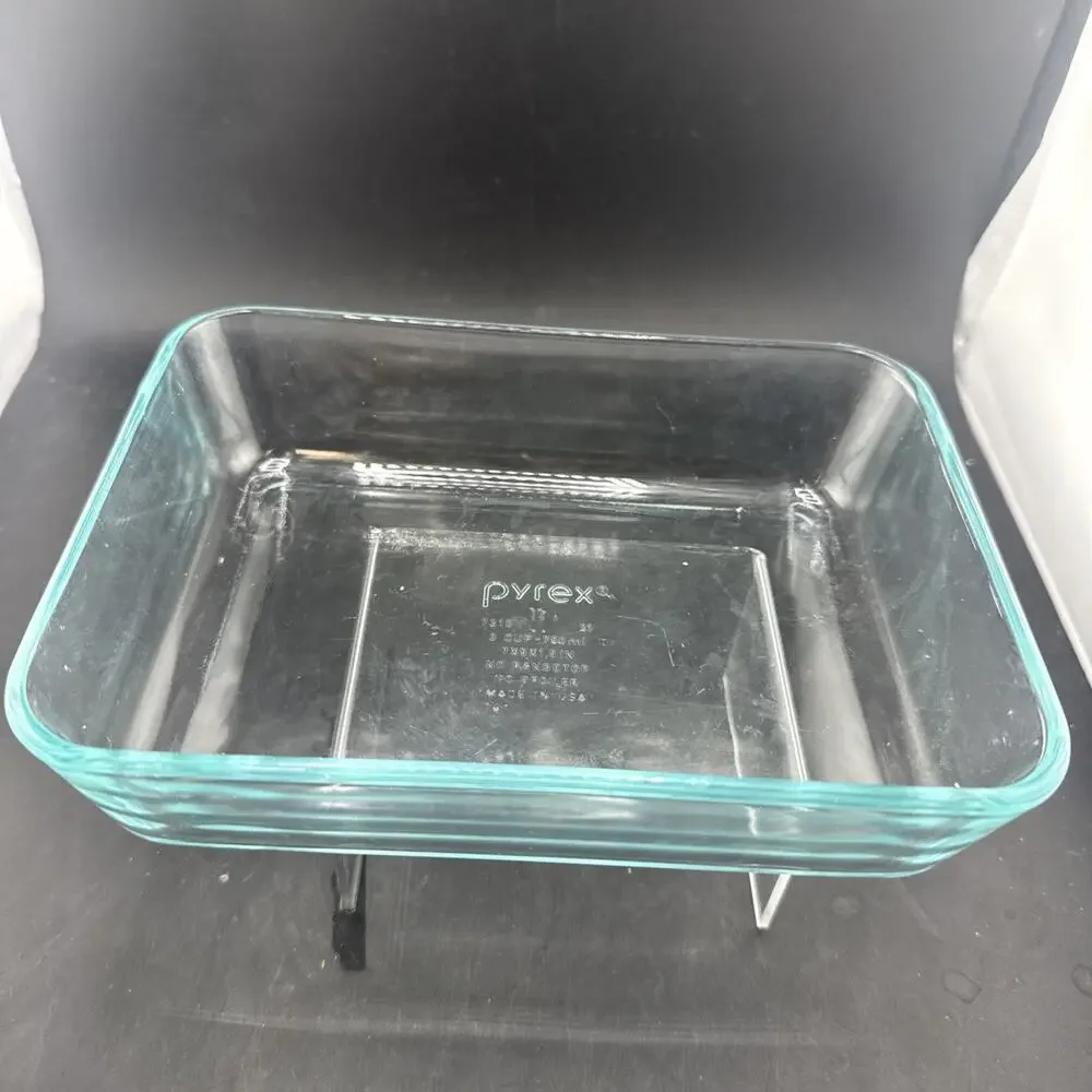 Pyrex 7210 Blue Tint Clear Glass Baking Dish 3 Cup 750mL 7x5 Made in USA